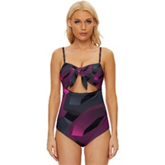 Illustration Hexagon Geometric Art Design Knot Front One-Piece Swimsuit