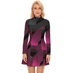 Illustration Hexagon Geometric Art Design Long Sleeve Velour Longline Dress