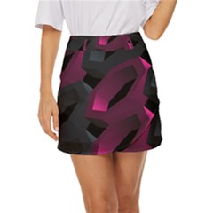 Illustration Hexagon Geometric Art Design Mini Front Wrap Skirt