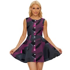 Illustration Hexagon Geometric Art Design Sleeveless Button Up Dress