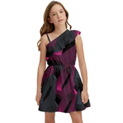 Illustration Hexagon Geometric Art Design Kids  One Shoulder Party Dress