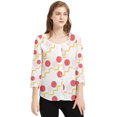 Line Patter Dots Dot Lines Decorative Chiffon Quarter Sleeve Blouse by Wegoenart