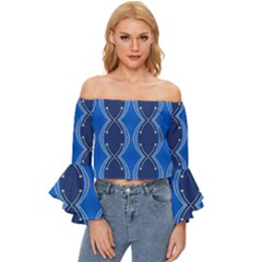 Illustration Pattern Background Wallpaper Off Shoulder Flutter Bell Sleeve Top