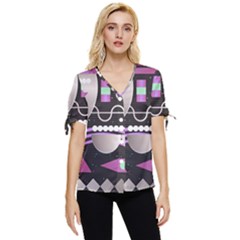 Illustration Background Abstract Geometric Bow Sleeve Button Up Top by Wegoenart