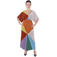 Colorful Paper Art Materials V-neck Boho Style Maxi Dress by Wegoenart