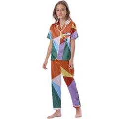 Colorful Paper Art Materials Kids  Satin Short Sleeve Pajamas Set by Wegoenart