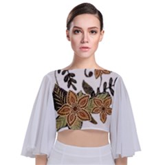 Im Fourth Dimension Colour 39 Tie Back Butterfly Sleeve Chiffon Top by imanmulyana