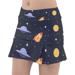 Cosmos Rocket Spaceships Ufo Classic Tennis Skirt by Wegoenart