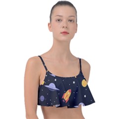 Cosmos Rocket Spaceships Ufo Frill Bikini Top