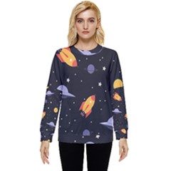 Cosmos Rocket Spaceships Ufo Hidden Pocket Sweatshirt by Wegoenart