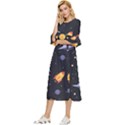 Cosmos Rocket Spaceships Ufo Double Cuff Midi Dress View2