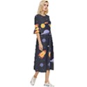 Cosmos Rocket Spaceships Ufo Double Cuff Midi Dress View3