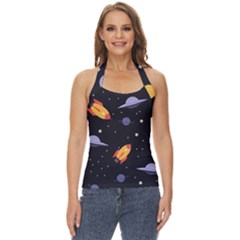 Cosmos Rocket Spaceships Ufo Basic Halter Top by Wegoenart