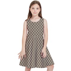 Brown Square Squares Template Background Diamond Pattern Kids  Skater Dress by Wegoenart