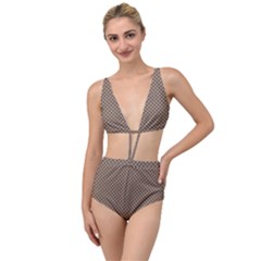 Brown Square Squares Template Background Diamond Pattern Tied Up Two Piece Swimsuit