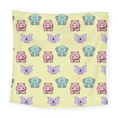 Illustration Animals Pastel Children Colorful Square Tapestry (large) by Wegoenart