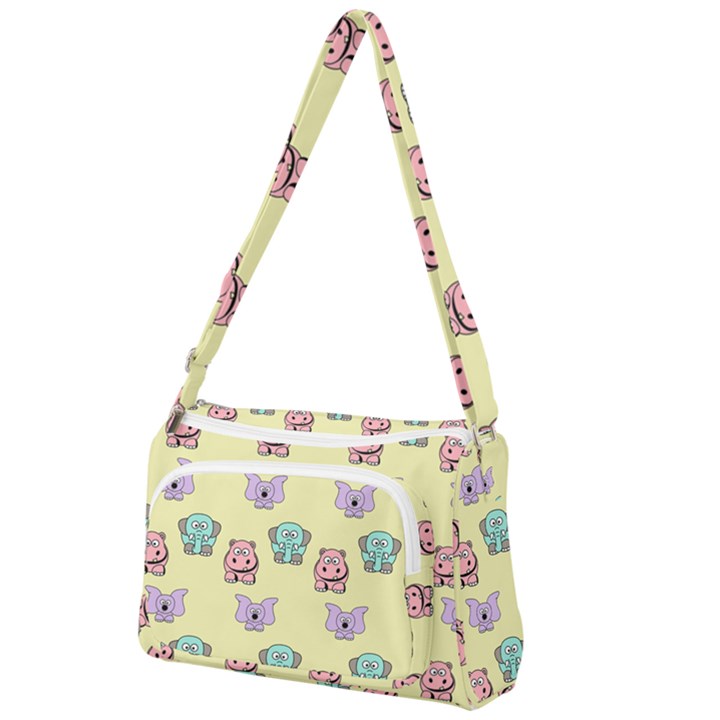 Illustration Animals Pastel Children Colorful Front Pocket Crossbody Bag