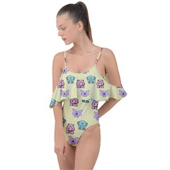 Illustration Animals Pastel Children Colorful Drape Piece Swimsuit