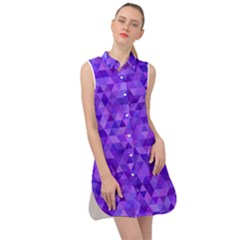 Illustration Purple Triangle Purple Background Sleeveless Shirt Dress