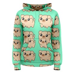 Puppy Pattern Wallpaper Dog Pet Women s Pullover Hoodie by Wegoenart