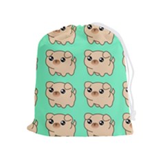 Puppy Pattern Wallpaper Dog Pet Drawstring Pouch (xl) by Wegoenart