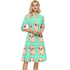 Puppy Pattern Wallpaper Dog Pet Classy Knee Length Dress by Wegoenart