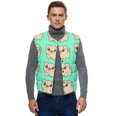 Puppy Pattern Wallpaper Dog Pet Men s Short Button Up Puffer Vest	 by Wegoenart