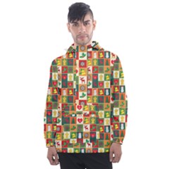 Illustration Template Christmas Pattern Men s Front Pocket Pullover Windbreaker