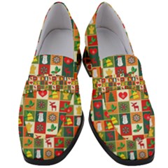 Illustration Template Christmas Pattern Women s Chunky Heel Loafers by Wegoenart