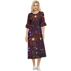 Abstract Background Stars Star Galaxy Wallpaper Double Cuff Midi Dress