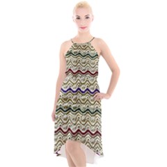 Mil Knit High-low Halter Chiffon Dress 