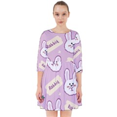 Illustration Rabbit Cartoon Background Pattern Smock Dress by Sudhe