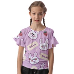 Illustration Rabbit Cartoon Background Pattern Kids  Cut Out Flutter Sleeves by Sudhe