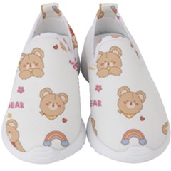 Illustrations Bear Cartoon Background Pattern Kids  Slip On Sneakers by Sudhe