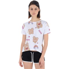 Illustrations Bear Cartoon Background Pattern Open Back Sport Tee by Sudhe