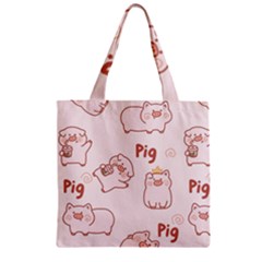 Pig Cartoon Background Pattern Zipper Grocery Tote Bag by Sudhe