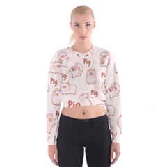 Pig Cartoon Background Pattern Cropped Sweatshirt by Sudhe