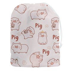 Pig Cartoon Background Pattern Drawstring Pouch (3xl) by Sudhe