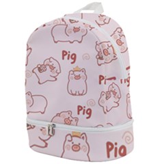 Pig Cartoon Background Pattern Zip Bottom Backpack by Sudhe