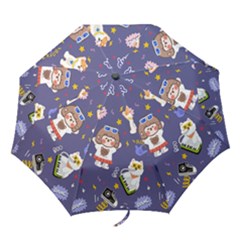Girl Cartoon Background Pattern Folding Umbrellas