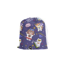 Girl Cartoon Background Pattern Drawstring Pouch (Small)