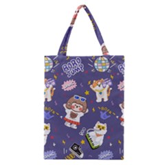 Girl Cartoon Background Pattern Classic Tote Bag