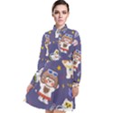 Girl Cartoon Background Pattern Long Sleeve Chiffon Shirt Dress View1