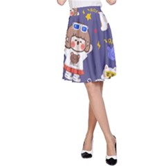 Girl Cartoon Background Pattern A-Line Skirt