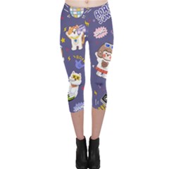 Girl Cartoon Background Pattern Capri Leggings 