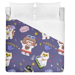 Girl Cartoon Background Pattern Duvet Cover (queen Size) by Sudhe