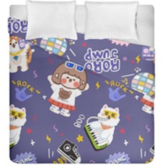 Girl Cartoon Background Pattern Duvet Cover Double Side (King Size)