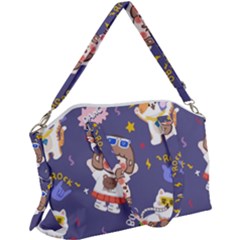 Girl Cartoon Background Pattern Canvas Crossbody Bag