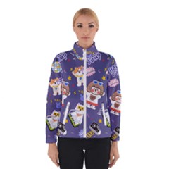 Girl Cartoon Background Pattern Women s Bomber Jacket