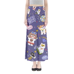 Girl Cartoon Background Pattern Full Length Maxi Skirt